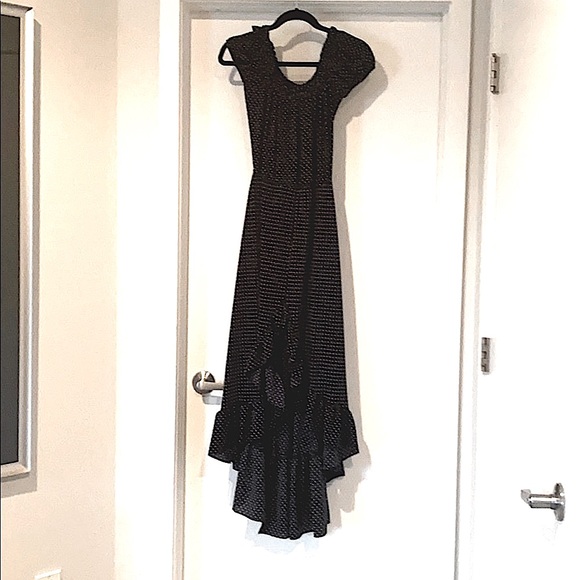 Aqua Dresses & Skirts - AQUA Navy/White Polka Dot High/Low Dress